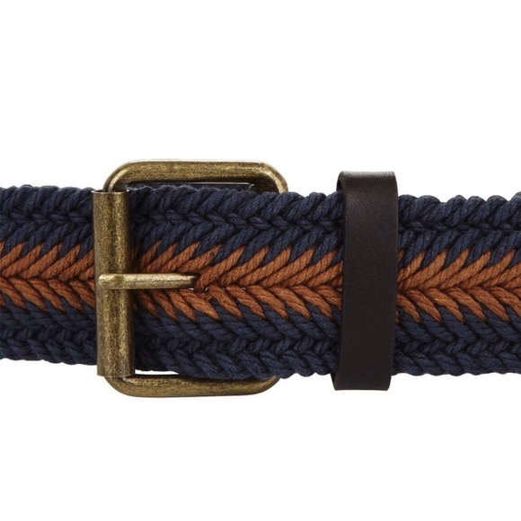 BCBG WAIST BELT WOVEN WEAVED BLUE BROWN BOHO STYLE BRAIDED PLAITED - Picture 2 of 4